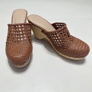 Veronica Beard Woven‎ Leather Hardie Clog in Hazelwood Size 8